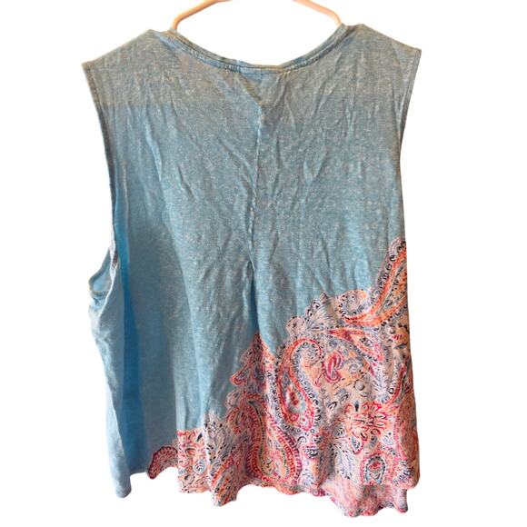 J.Jill Love Linen Tank Top XL Womens Beachy Coastal Blue Sleeveless Pullover - Picture 4 of 4